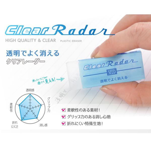 透明でよく消える！折れにくい消しゴム「クリアレーダー」シードレーダー消しゴム（Radar）L（EP-...