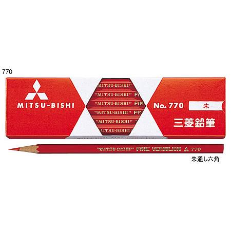 朱鉛筆[三菱鉛筆UNI]朱通しえんぴつ（六角軸）（K770）
