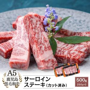 A5等級 鹿児島県産黒毛和牛 サーロインステーキ(カット済み) 500g(250g×2)｜kamichiku