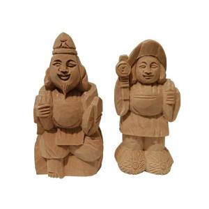 恵比寿様 大黒天様 エビス様 ダイコク様 置物 仏像 彫刻 木彫 木製