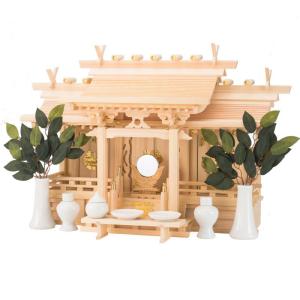 神棚 セット 流れ屋根三社 穂高 神棚セット 東濃桧 東濃ひのき 神具付き