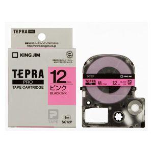 キングジム　「テプラPRO」テープカートリッジ　ピンクに黒文字/12mm幅　SC12P｜kamihisabungu