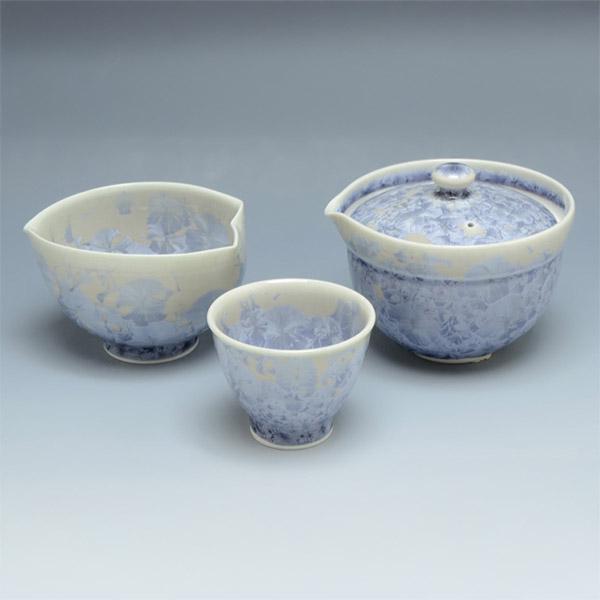 熊谷聡商店 小茶器揃 KTA159「花結晶(銀藤) 7点セット」京焼くまがい メーカー直送品※他ブラ...