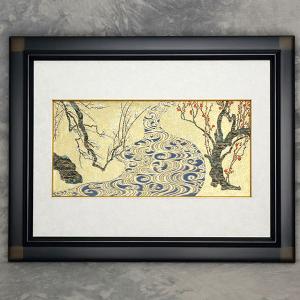 織よし 織物額「光琳紅白梅図」1枚 メーカー取寄品の詳細画像1