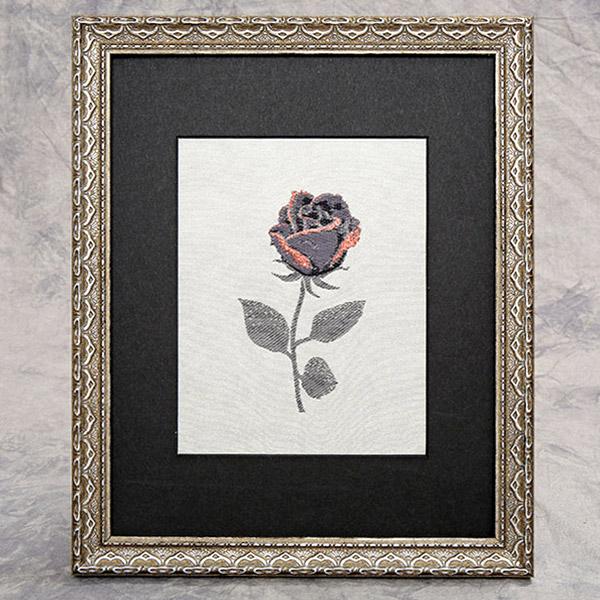 織よし 織物額「バラ(黒)」1枚 メーカー取寄品