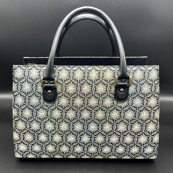 織よし 帯地バッグ「小紋七宝(黒)」メーカー取寄品