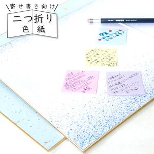 かみもん 2つ折り色紙 A4サイズ no.129桃草 メッセージ サイン