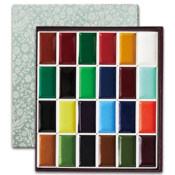 上羽絵惣 顔彩「特製24色大角顔彩(3110)」メーカー直送品 ※他ブランド商品と併買不可※(代引不...