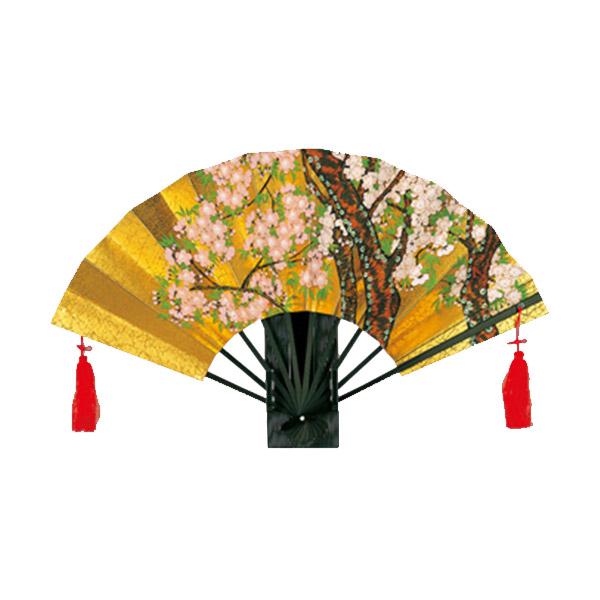 伏見上野旭昇堂 uen-715 金地飾り扇子「金箔地黒骨 さくら」9寸7間 約27cm 取寄せ品