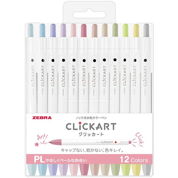 【新色ペールトーン】 ノック式水性カラーペン クリッカート 12色セット PL ペール WYSS22...