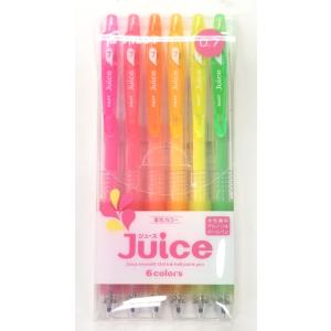 【メール便可】６色セット　ジュース 蛍光カラー 0.7mm  細字 水性顔料 ゲルインキボールペン｜kamimotobungu2