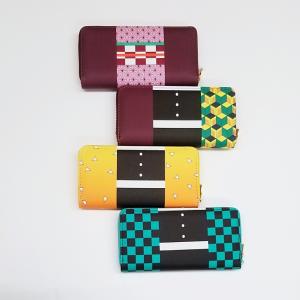 鬼滅の刃 風　長財布 小銭入れ お財布 市松模様(竈門炭次郎）