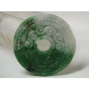 *A貨ミャンマー翡翠「古銭型牌子」39mm(v33)の詳細画像1