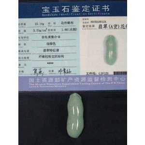 鑑別書付】ミャンマー氷種翡翠（アイスジェダイト）勾玉33mm（f40