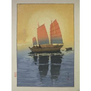 復刻木版浮世絵 葛飾北斎『七福神宝船』額装済 : 龍香堂ストア - 通販