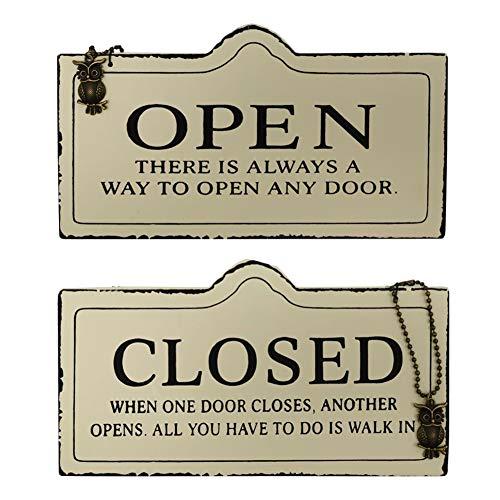 IRIWA ドアプレート オープン クローズ お店看板 ビンテージ風 木製 OPEN CLOSED ...