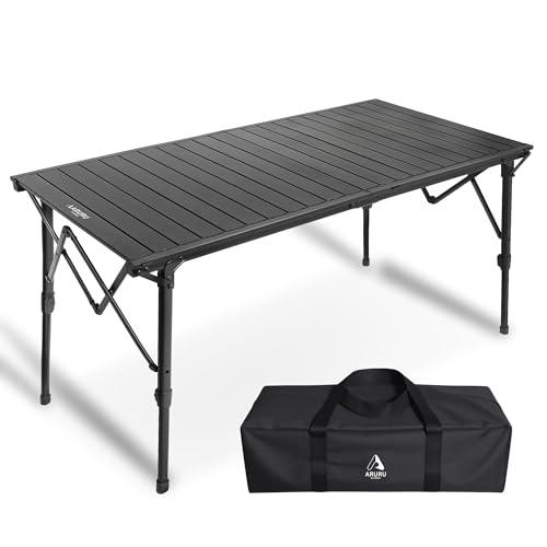 キャンプテーブル ロールテーブル 128*60cm アルミ製 折りたたみ式 高さ調節 軽量 コンパク...