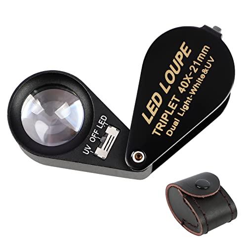 WOVTE拡大鏡 ルーペ40倍 携帯ルーペ ジュエリールーペ 宝石鑑定用 ダイヤモンドルーペ 虫眼鏡...