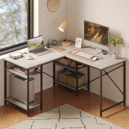 Bestier l字デスク パソコンデスク L字 幅120cm 机 pcデスク 収納ラック付き ゲー...