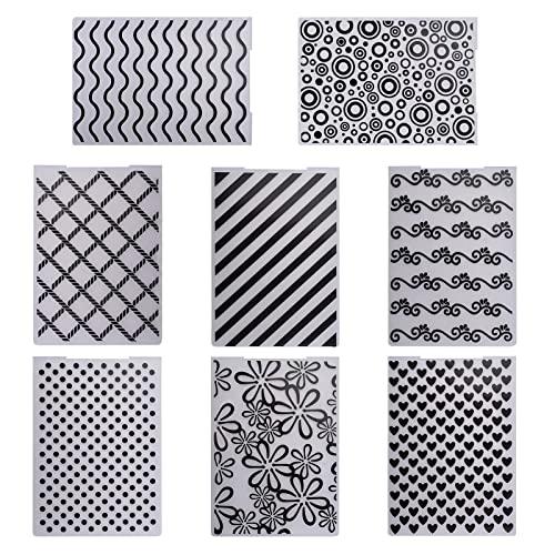 WANDIC 8個 エンボス加工フォルダー, プラスチックエンボステンプレートクラフトペーパーカード...