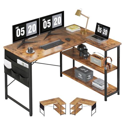 YeTom パソコンデスク 机 学習机 右棚左棚 幅107cm ゲーミングデスク l字デスク pcデ...