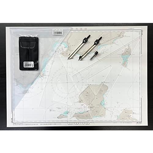 小型船舶試験用海図作図セット  小型船舶試験用海図・コンパス・デバイダー・三角定規・海図作図の基礎知...