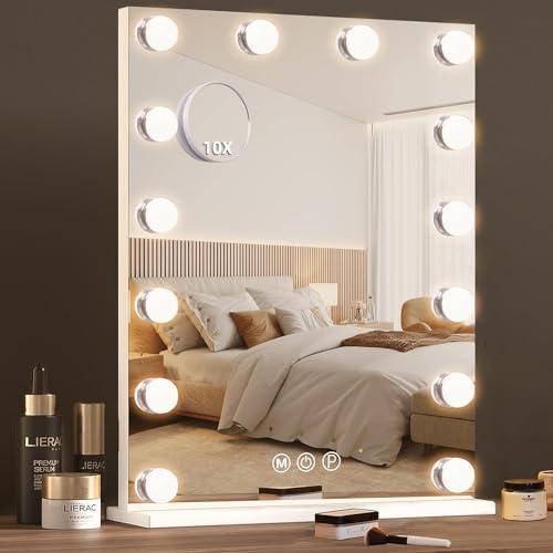 Hansong 女優ミラー ハリウッドミラー 女優鏡 化粧鏡 卓上ミラー 鏡 大きい 卓上/壁掛け両...