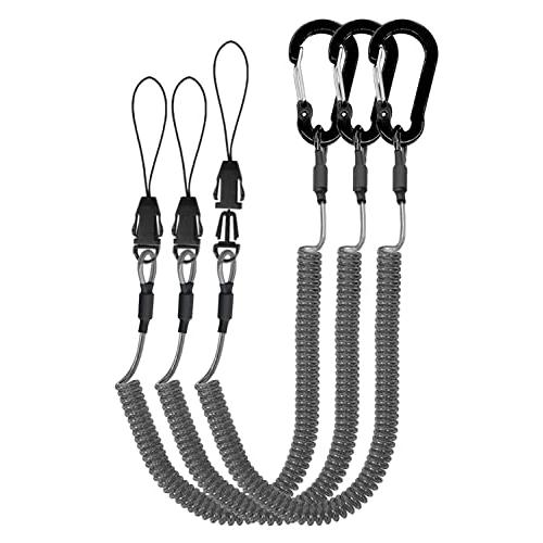 [Lix&amp;Rix] 落下防止ストラップ キー チェーン カールコード ワイヤー内蔵 ワンタッチ式 黒...