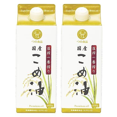 TSUNO 米油 こめ油 圧搾 一番搾り 紙パック 600g 2本