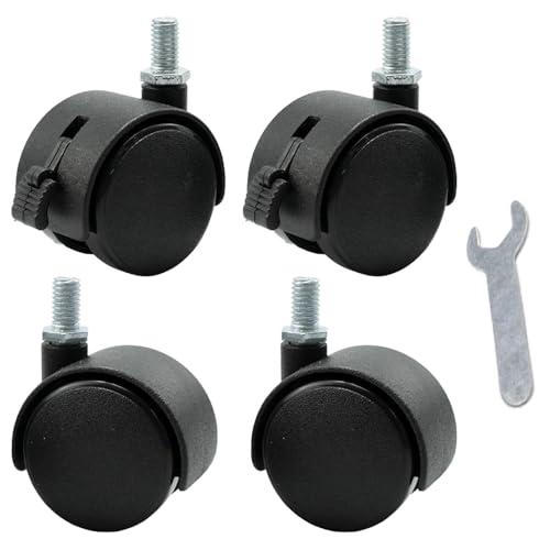 ESJNNK ネジ式キャスター M6 キャスター ストッパー付 50径 360度回転 4個セット(ス...