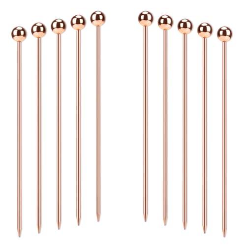 10本のカクテルスティックセットステンレス鋼のフルーツスティック、再利用可能なドリンクピック前菜つま...