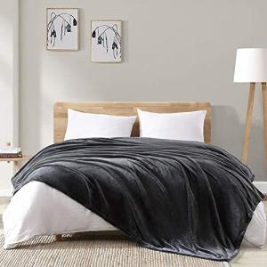 Hansleep 毛布 セミダブル 冬用 ブランケット マイクロファイバー 柔らかく肌触り フランネル 洗える 軽量 静電防止 四季適用 (160x200,グレーブラック)