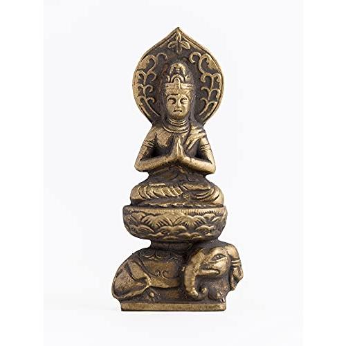 仏像 普賢菩薩 小7.4cm/古美金 仏師：渡辺景秋 原型＿ 辰・巳年生まれ 十二支守り本尊 干支 ...