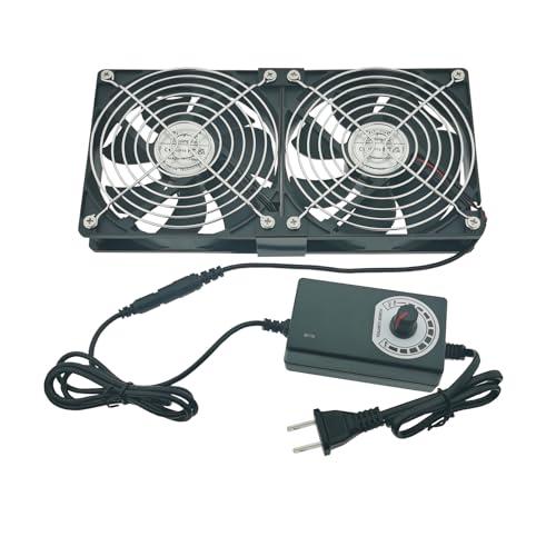 冷却ファン12cm 2台1組 2連、120mm x 25mm換気扇 空冷、AC100V*240Vスピ...