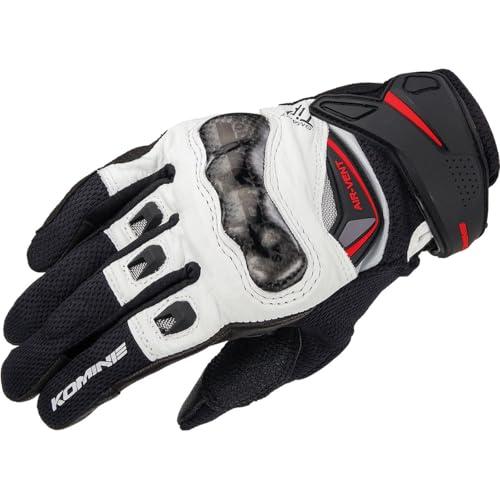 [コミネ] バイク用 グローブ カーボンプロテクトレザーメッシュグローブ ホワイト/ブラック XL ...
