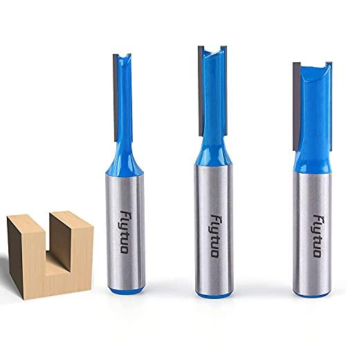 超硬ストレートビット Flytuo 3PCS シャンクほぞカッター 木工ツール12.7mmシャンク ...
