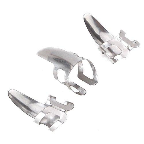 Yibuy クロム フィンガーピック ステンレススチール ギターピック 人差し指ピック 3枚入り