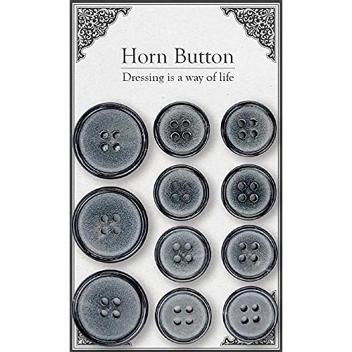 水牛ボタン スーツ ジャケット １着セット クラシカルな形 縁だけ艶有り (黒)