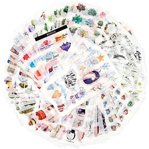 大人のための装飾ステッカーパック1500 *デザイン72シート12テーマ和紙のステッカー盛り合わせ装...