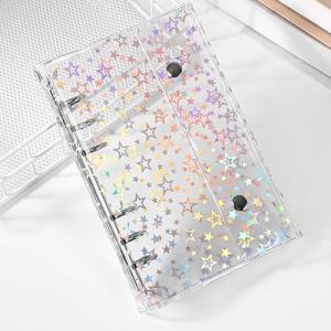 Botocoo シール帳 透明 バインダー クリア シール手帳 透明シール帳 M5/A7/A6 はがせる シール バインダー カード収納 星柄 プリクラ帳 小物整理 詰め替え可能