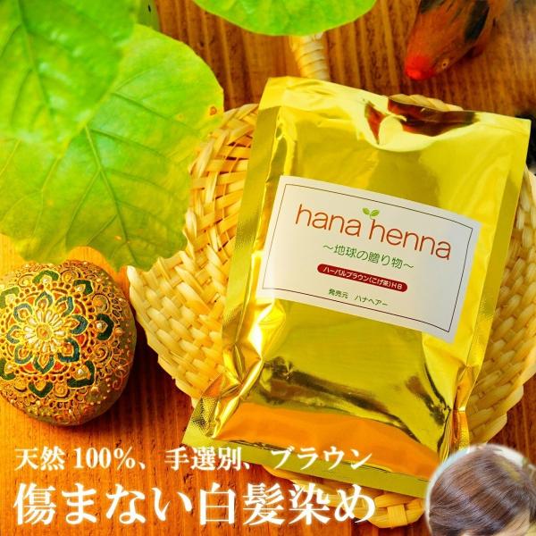 ヘナ ハナヘナ hana henna ハーバルブラウン 100g 5個セット 白髪染め ブラウン 口...