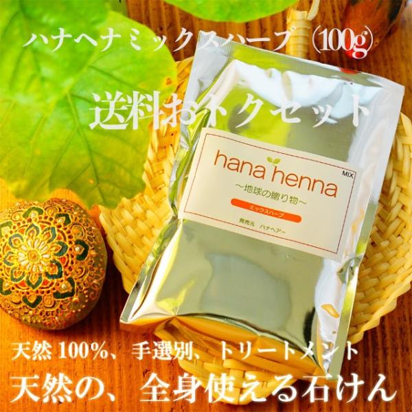 ヘナ ハナヘナ hana henna ミックスハーブ 100g 送料お得セット 天然洗剤 泡 が立た...