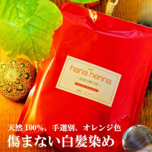 ヘナ ハナヘナ hana henna ヘナナチュラル 500g 白髪染め オレンジ