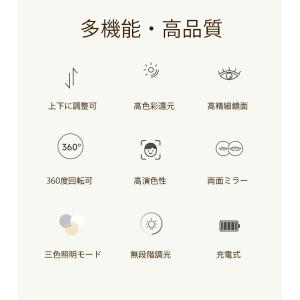 女優ミラー 卓上ミラー ledライト付き 両面...の詳細画像2