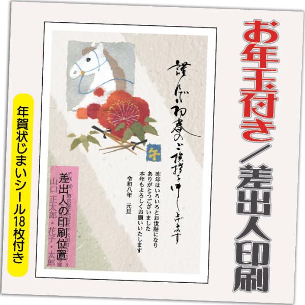 年賀状 年賀はがき 20枚 お年玉付き 年賀状じまいシール付  2026年 差出人印刷込み（デザイン...