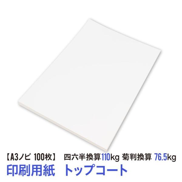 印刷用紙 トップコート 100枚 Ａ３ノビ（315mmｘ457mm） （四六判換算110kg・菊判換...