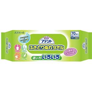大王製紙　アテント　ふきとりぬれタオル　70枚　12パック入　まとめ買い　送料無料