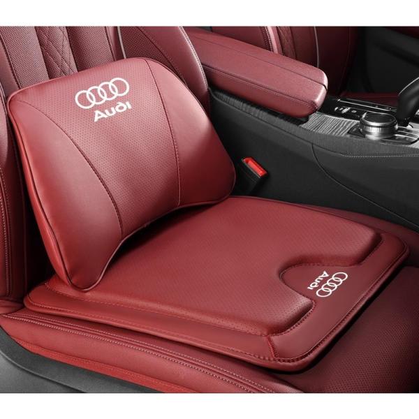 ◆アウディ AUDI◆レッド◆シートクッション 車用 シートカバー ナッパ レザー 腰当て 滑り止め...