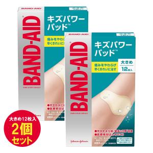 BAND-AID バンドエイド キズパワーパッド 大きめサイズ 12枚入 2個セット  防水 指先 あかぎれ 絆創膏 早く きれいに 治す 痛みを和らげる ハイドロコロイド｜kamoneg