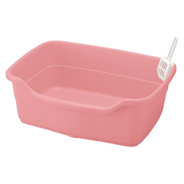 在庫限り アウトレット ラプレ ネコトイレ 深型 60 コーラルピンク リッチェル スコップ付き 飛...